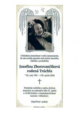 Parte - Jozefa Zborovančíková