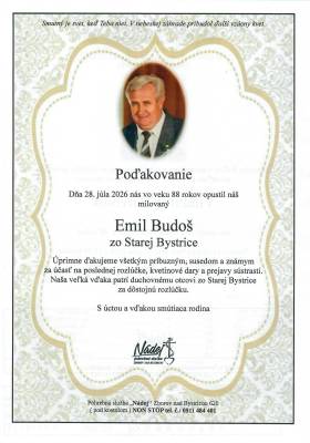 Poďakovanie - Emil Budoš
