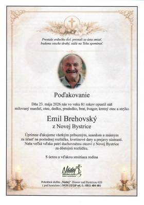 Poďakovanie - Emil Brehovský