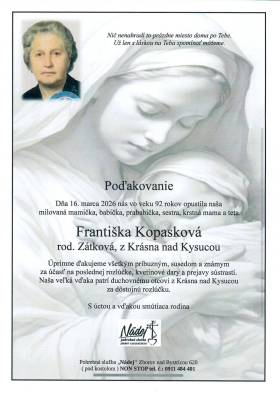 Poďakovanie - Františka Kopasková