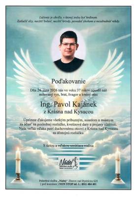 Poďakovanie - Ing. Pavol Kajánek
