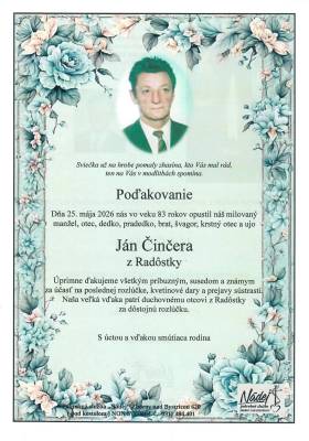 Poďakovanie - Ján Činčera