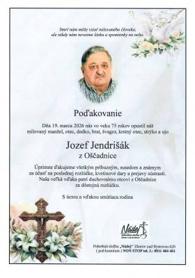 Poďakovanie - Jozef Jendrišák