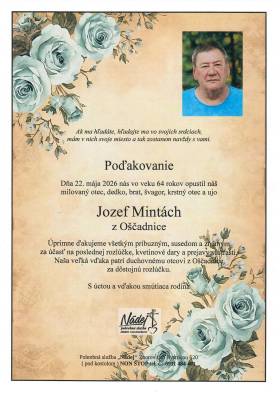 Poďakovanie - Jozef Mintách