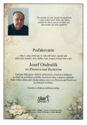 Poďakovanie - Jozef Ondrušík