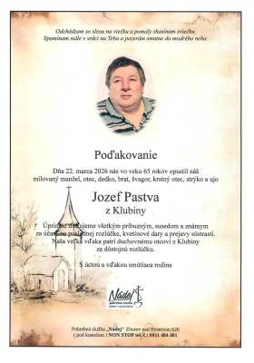 Poďakovanie - Jozef Pastva