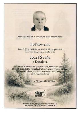 Poďakovanie - Jozef Švaňa