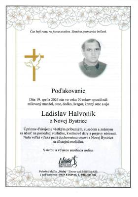Poďakovanie - Ladislav Halvoník