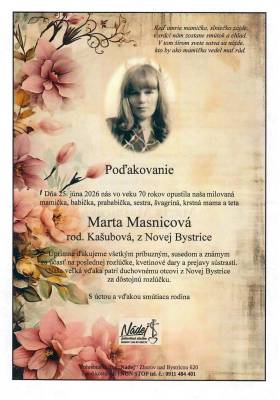 Poďakovanie - Marta Masnicová
