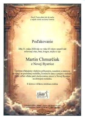 Poďakovanie - Martin Chmurčiak