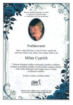 Poďakovanie - Milan Cyprich