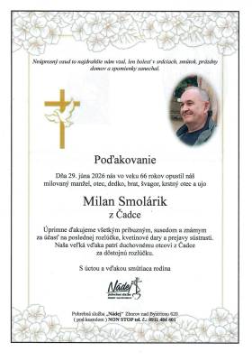 Poďakovanie - Milan Smolárik