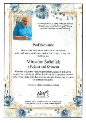 Poďakovanie - Miroslav Šušoliak