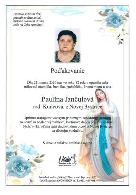 Poďakovanie - Paulína Jančulová
