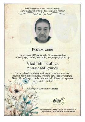 Poďakovanie - Vladimír Jarabica