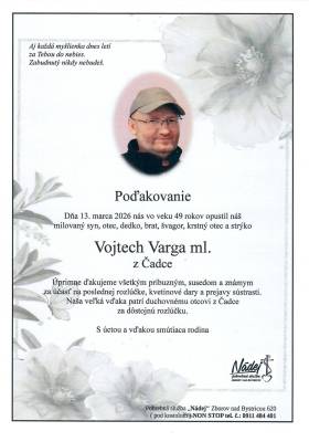 Poďakovanie - Vojtech Varga ml.