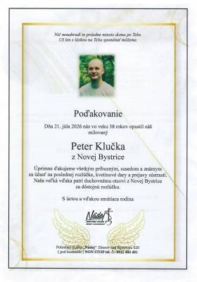 Poďakovanie - Peter Klučka