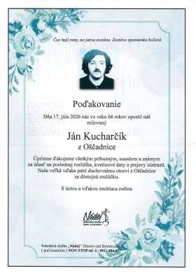 Poďakovanie - Ján Kucharčík